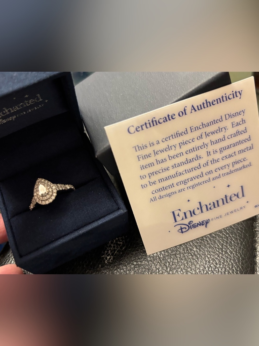 *SALE* Zales Disney Enchanted Princess Ariel Natural Diamond Pear Halo Ring 14k - Picture 3 of 11